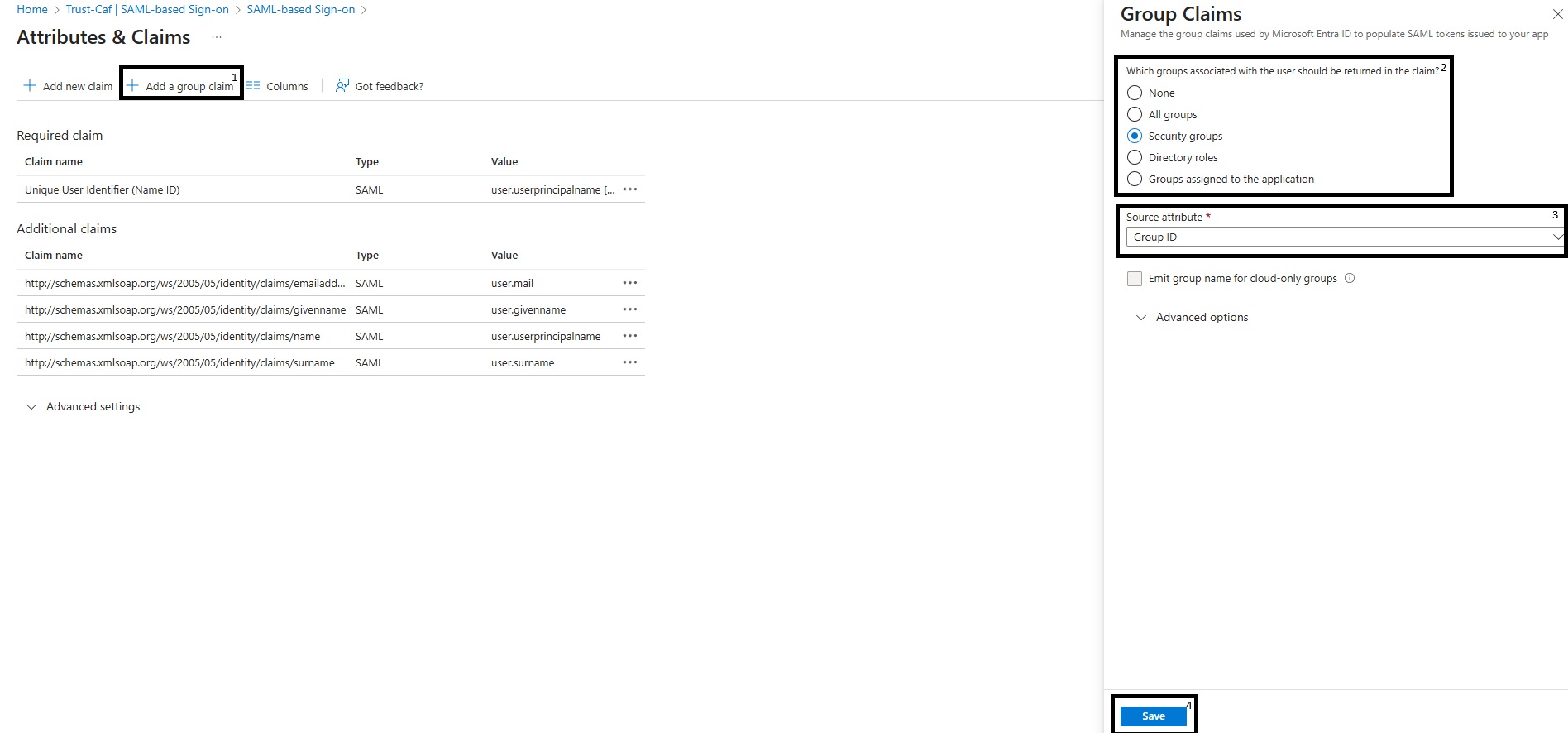 Entra ID - Adicionar declaração de grupo