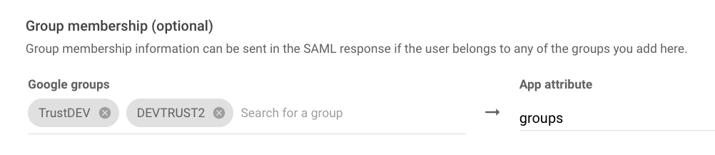 Google - Adicionar declaração de grupo