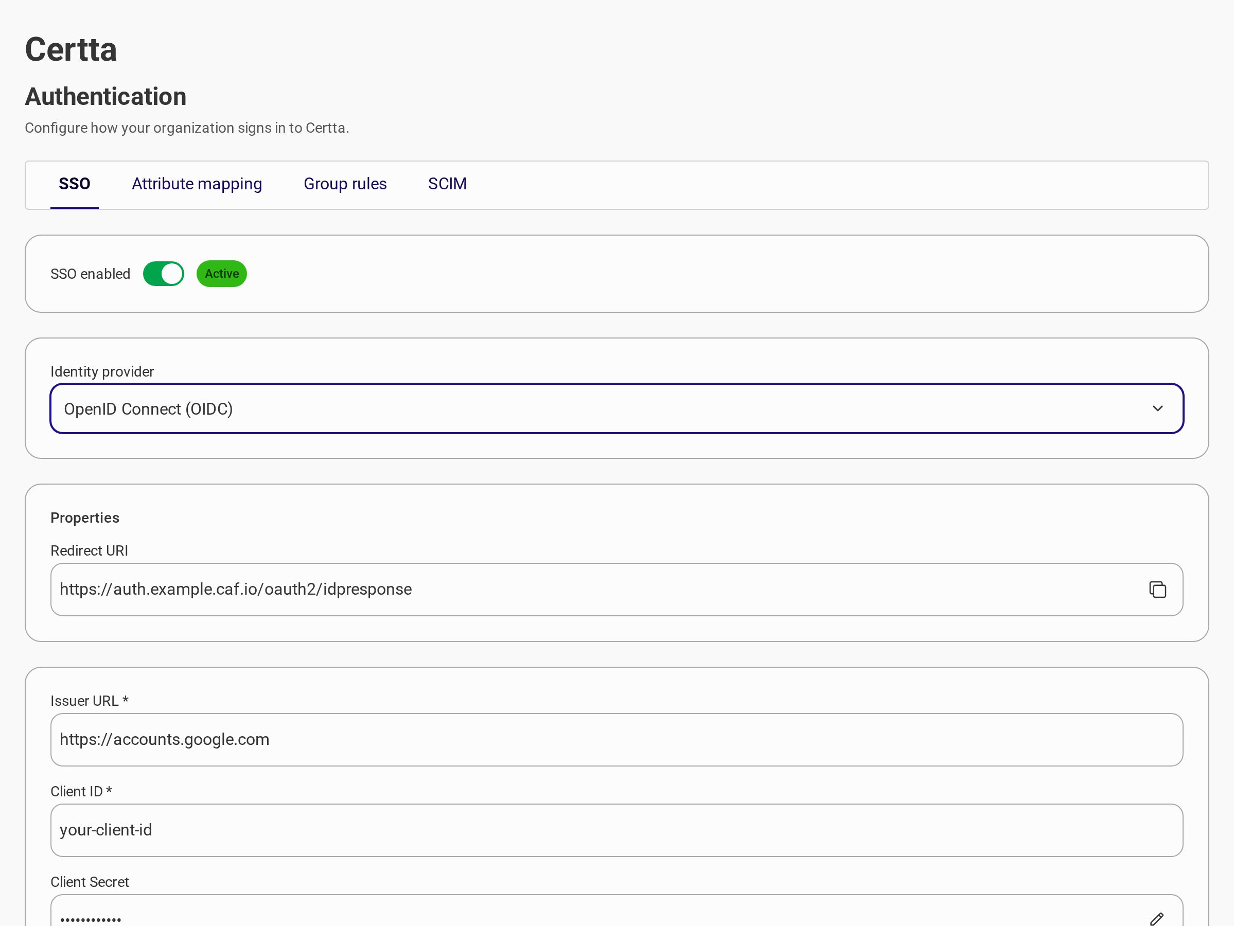 Organizations - configuração OIDC