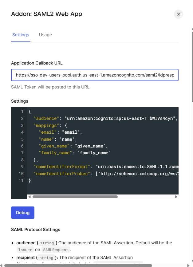Auth0 - JSON de Configurações SAML