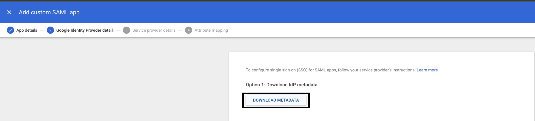 Google - Detalhes do IdP